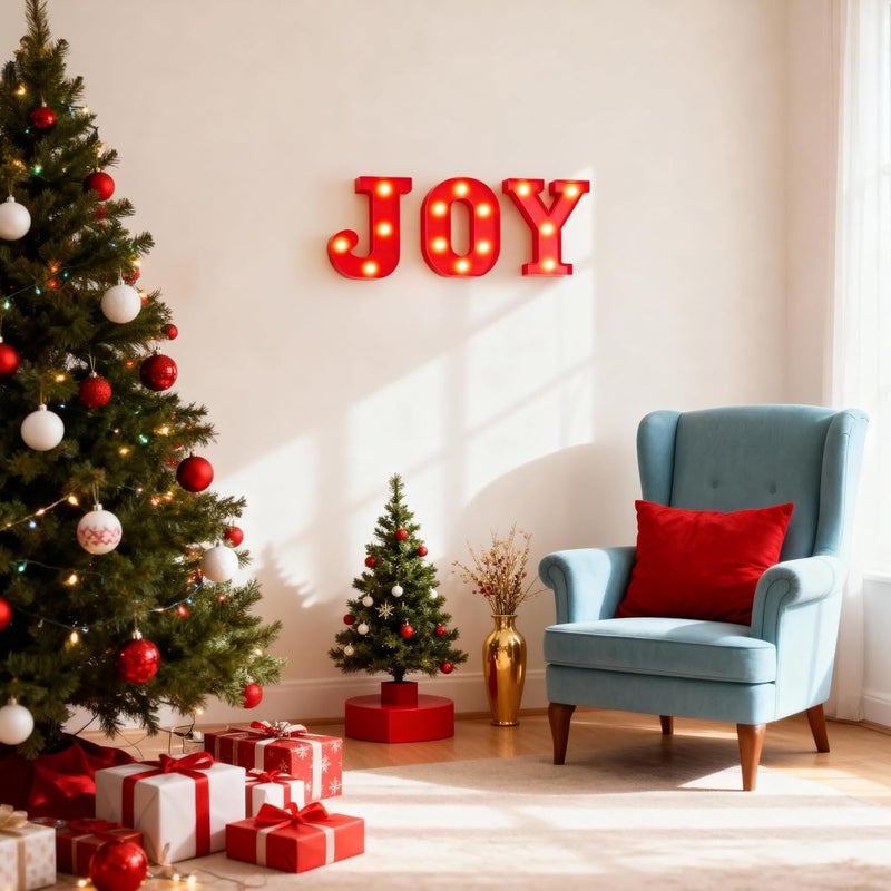 gobutend JOY Christmas Light Up Letter Table Decorations, LED Marquee Lights Sign for Indoor Outdoor Home Bedroom Fireplace Bar Xmas Party Decor - Image 5